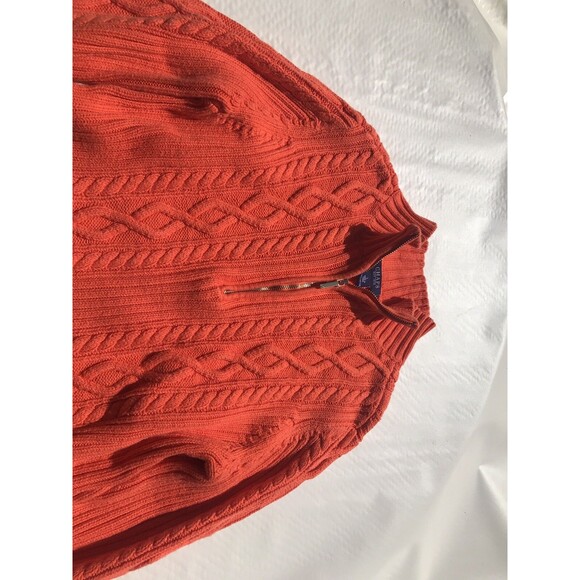 CHAPS Womens Orange 1/4 Zip Cable Knit Size Large - Picture 3 of 9